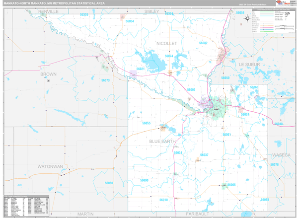 Mankato-North Mankato, MN Metro Area Wall Map